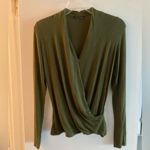 EUC - BR Hunter green wrap style top, size S